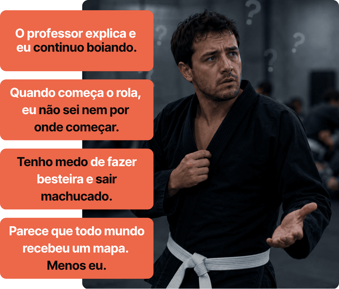 O professor explica e eu continuo boiando; quando começa o rola, eu não sei por onde começar